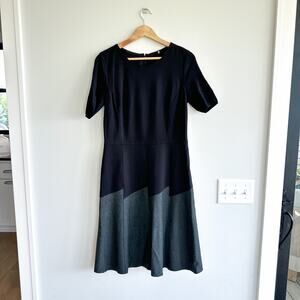 Elie Tahari Maria Colorblock Stretch Dress Black 10